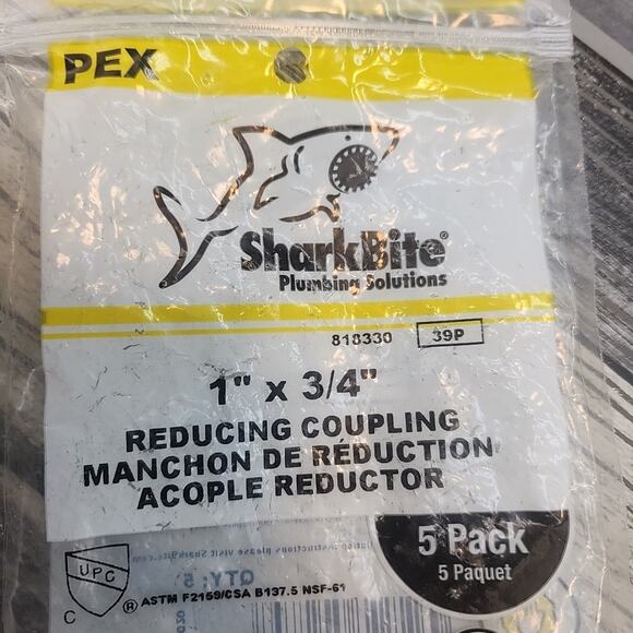 SharkBite 1"x3/4" Reducing Coupling 5Pieces 3Pack [102] - Picture 5 of 14